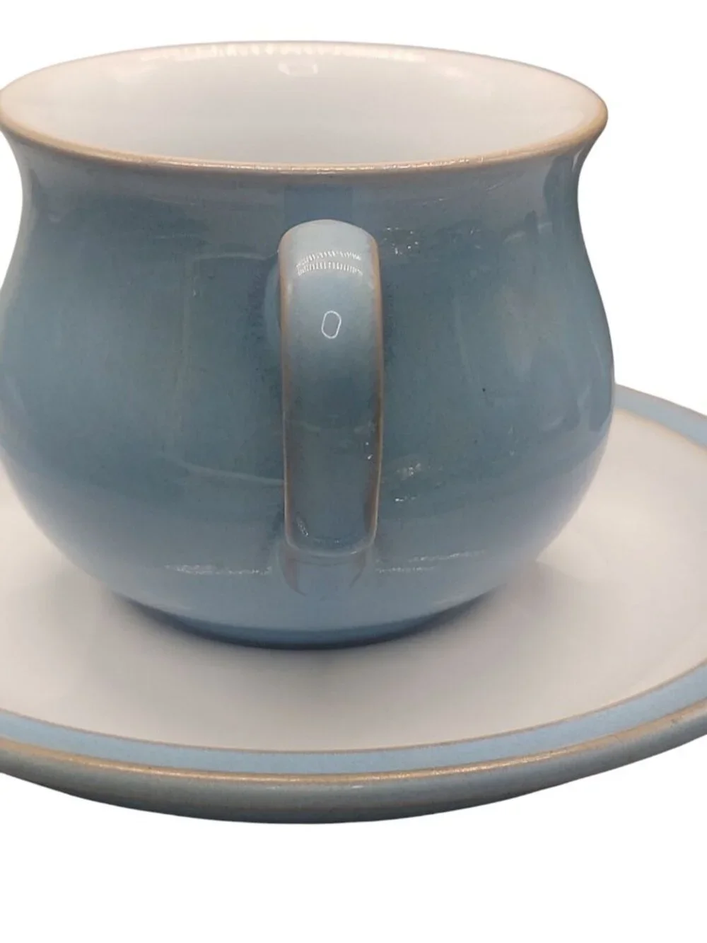 Denby Colonial Blue Teacup & Saucer Stoneware 1990s Discontinued Vintage England